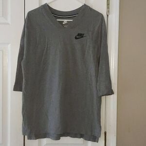 Nike gray 3/4 th sleeve  Just Do IT shirt Sz L
